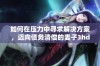 如何在压力中寻求解决方案，迈向债务清偿的麦子3hd之路