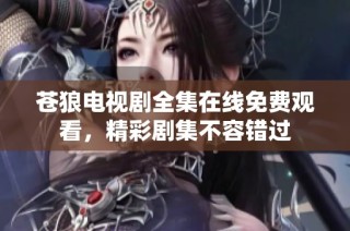 苍狼电视剧全集在线免费观看，精彩剧集不容错过