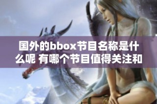 国外的bbox节目名称是什么呢 有哪个节目值得关注和推荐呢