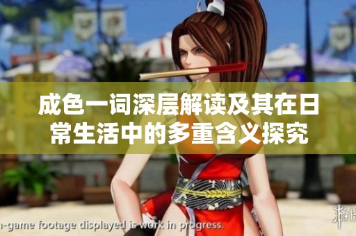 成色一词深层解读及其在日常生活中的多重含义探究