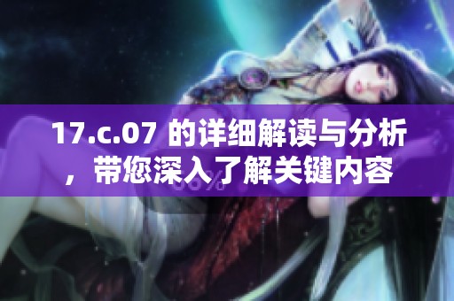 17.c.07 的详细解读与分析，带您深入了解关键内容