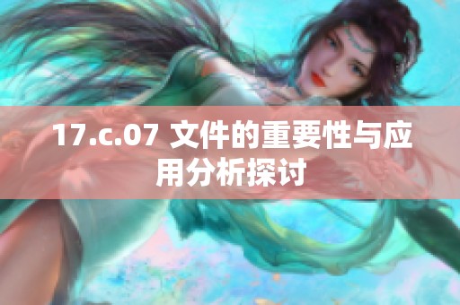 17.c.07 文件的重要性与应用分析探讨