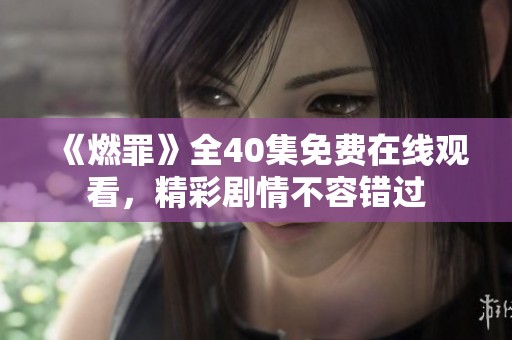 《燃罪》全40集免费在线观看，精彩剧情不容错过